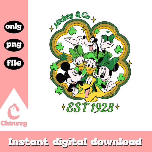 Mickey & co est 1928 patrick day png, happy saint patricks day png