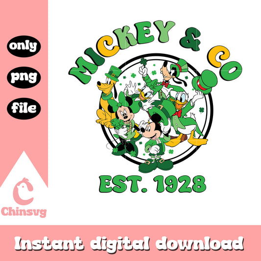 Mickey & co est 1928 patrick day png, saint patricks day fact png