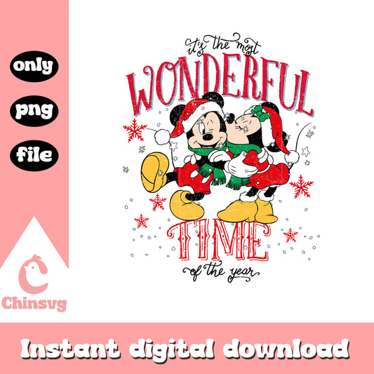 Mickey couple wonderful time christmas png, christmas mickey minnie​ png