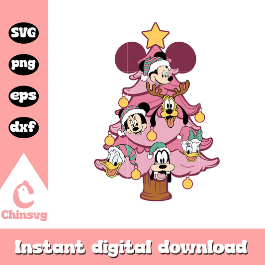 Mickey friends christmas tree svg, disney christmas svg