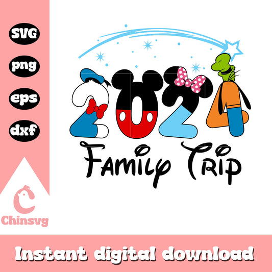 Mickey friends family trip 2024 design svg, mickey and friends​ svg