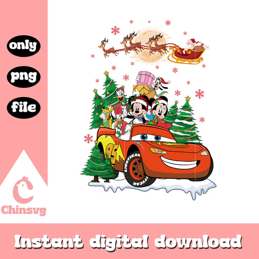 Mickey friends mcqueen christmas png, christmas disney​ png