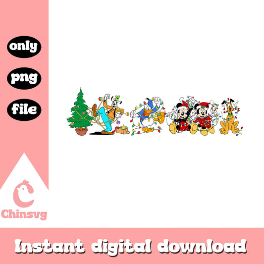 Mickey friends merry christmas lights png, disney christmas lights png