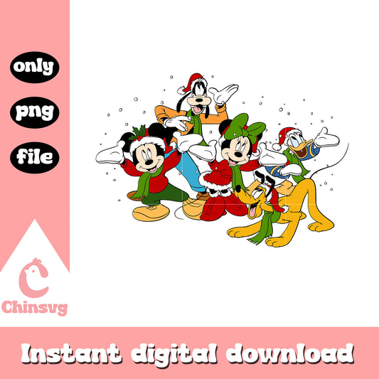 Mickey friends snow christmas png, mickey mouse in snow​ png