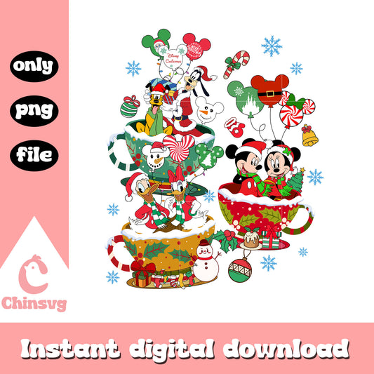 Mickey friends teacup christmas png, mickey and friends christmas clipart​