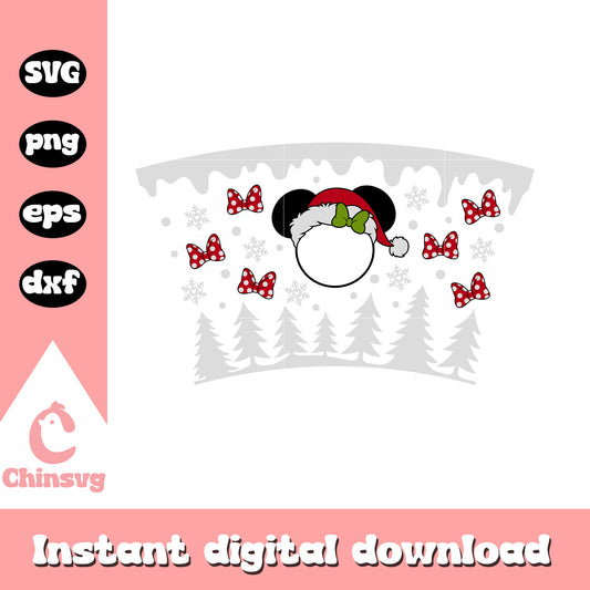 Mickey head santa full wrap svg, mickey christmas head​ svg