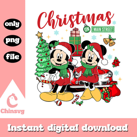 Mickey minnie christmas on main street png, mickey minnie christmas​ png
