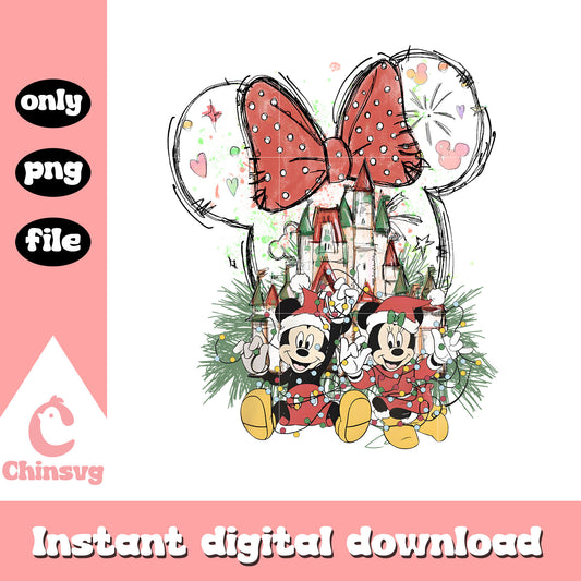 Mickey minnie light christmas png, minnie mouse ears png