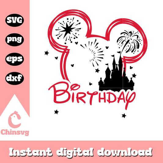 Mickey mouse ears castle birthday black svg, mickey mouse ears​ svg