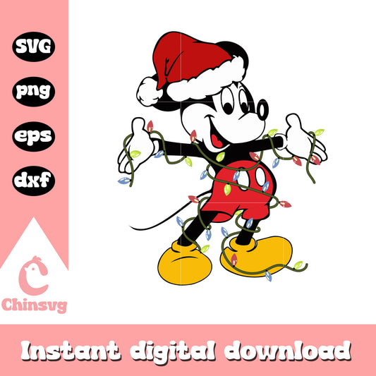 Mickey santa light christmas svg, christmas mickey mouse svg