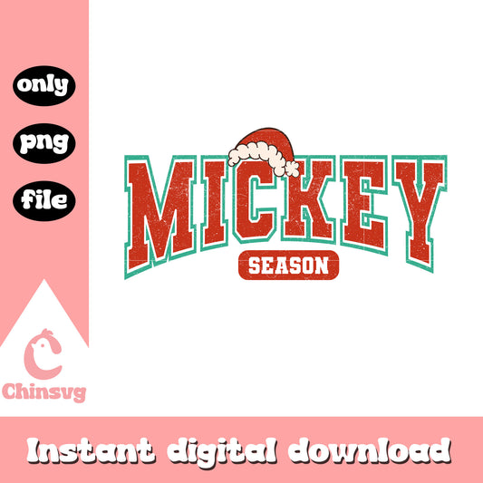 Mickey season santa hat christmas png, mickey mouse christmas png