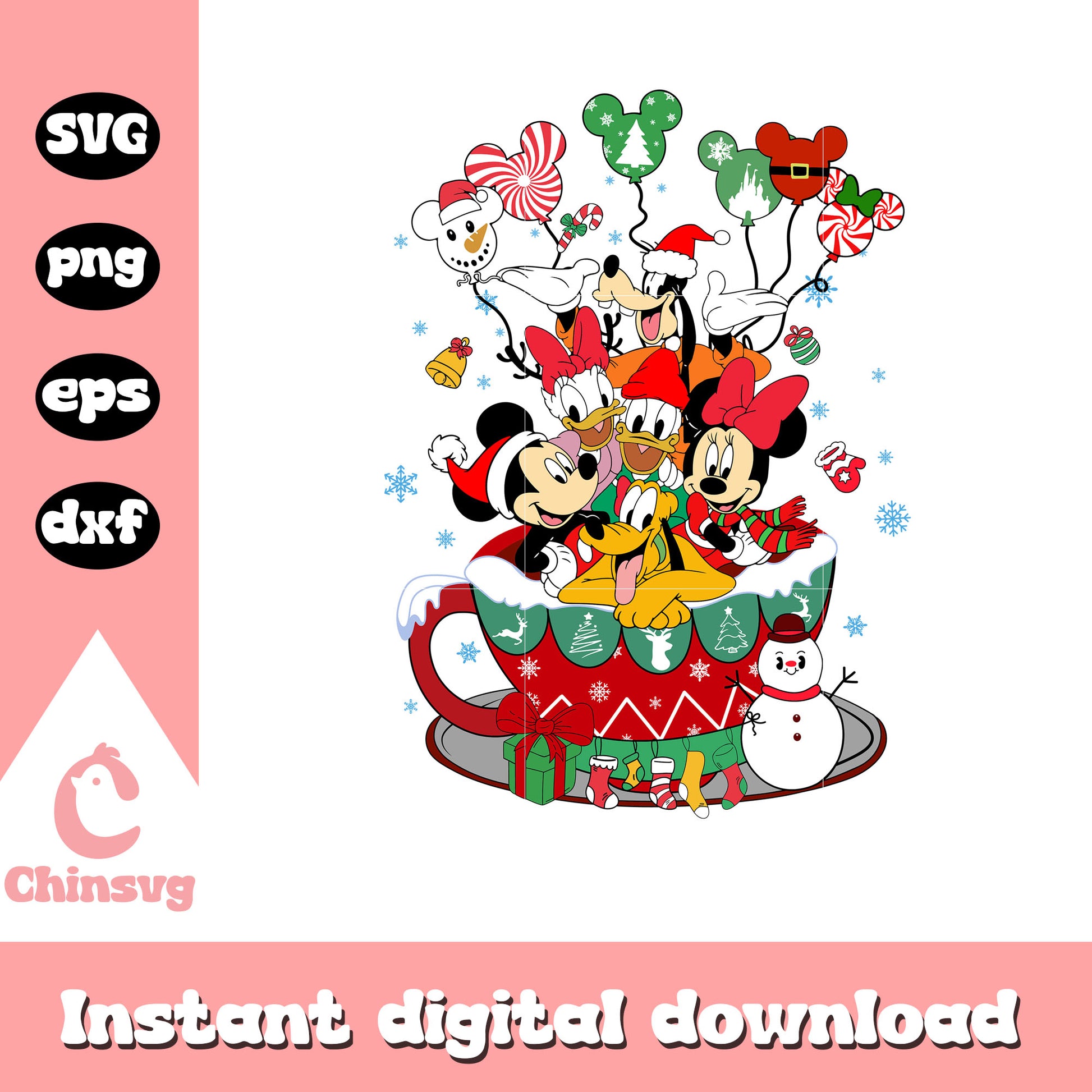 Mickey 's friends christmas cup pattern svg, hot chocolate svg