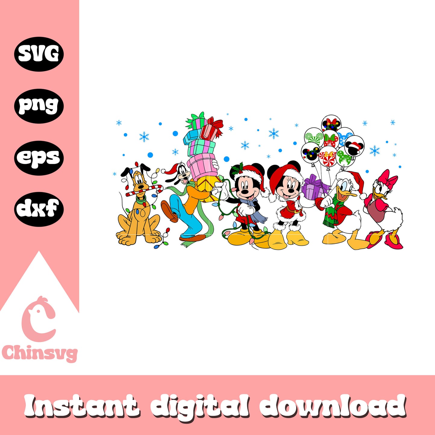 Mickey's friends christmas gifts design svg, disney friends svg