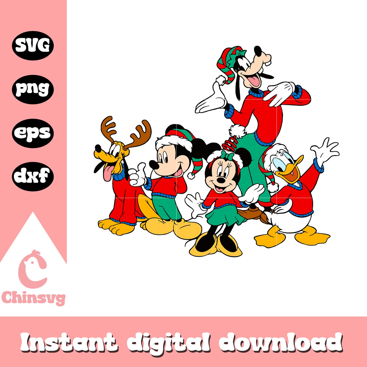 Mickey's friends on christmas day svg, christmas movies on disney svg
