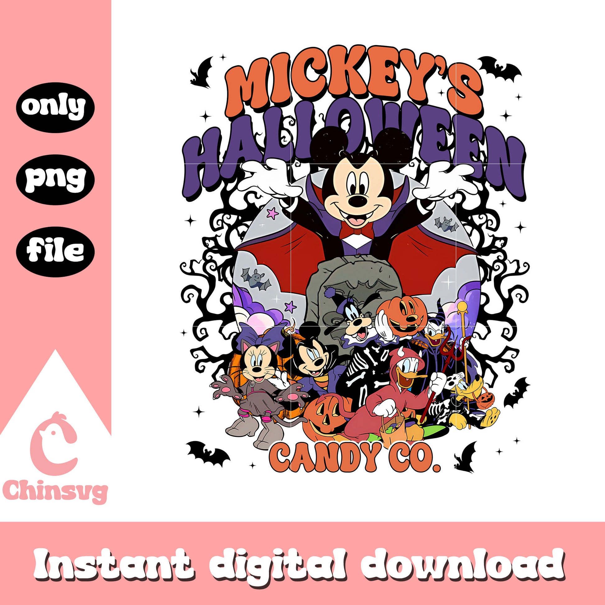 Mickey's halloween candy co design png, halloween disney png