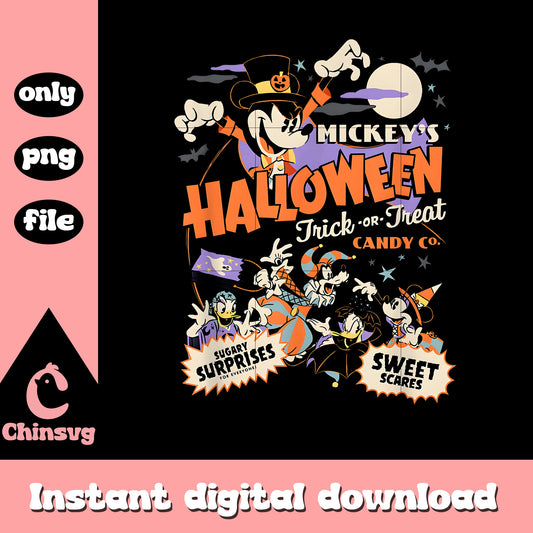 Mickey's halloween sweet scares design png, trick or treat png