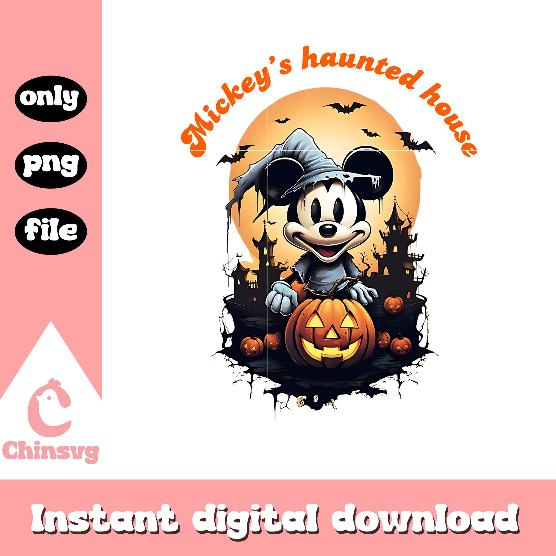 Mickey's haunted house halloween png, mickey mouse png