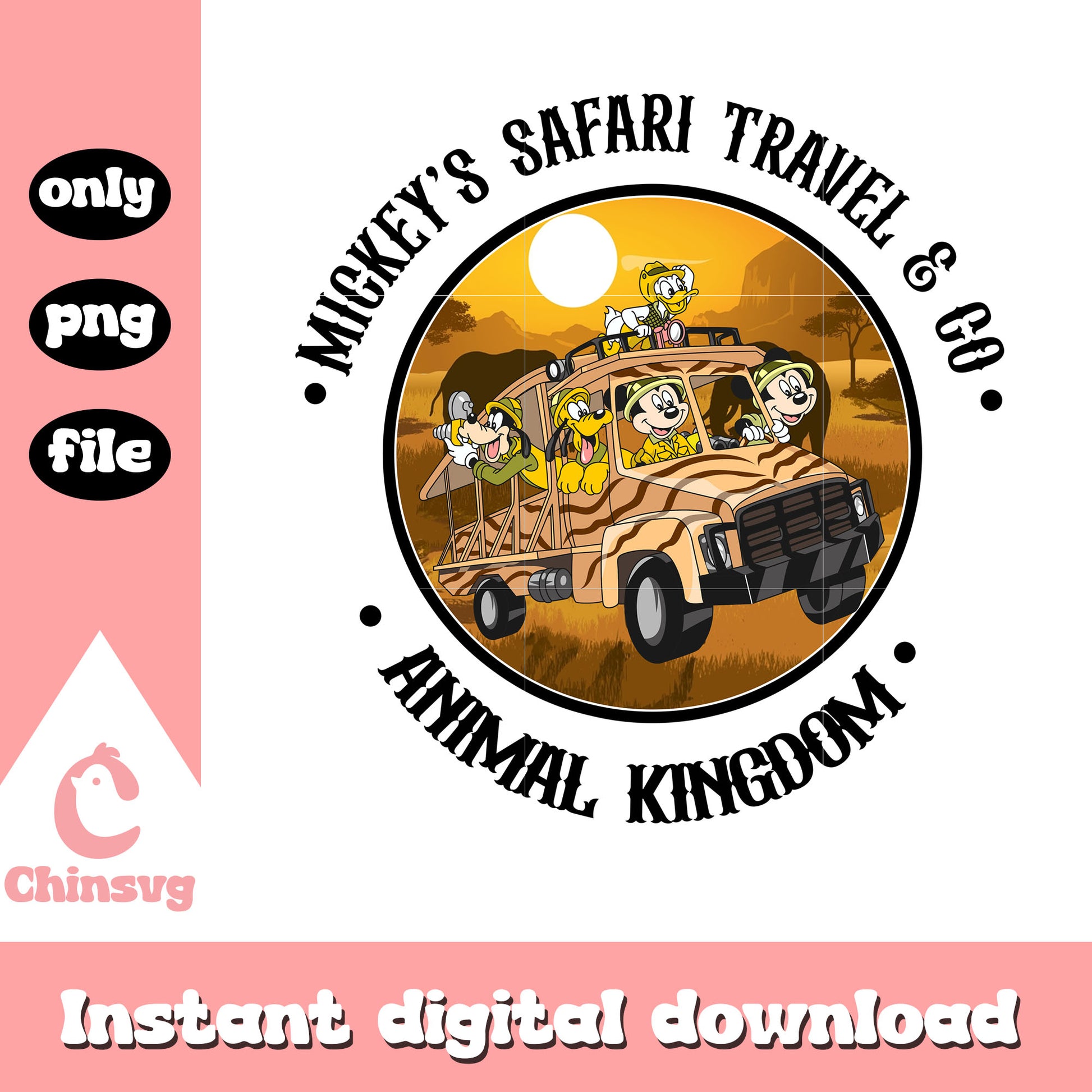 Mickey's safari travel co png, disney travel png, animal kingdom png