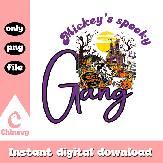Mickey's spooky gang design png, mickey pumpkin patch png