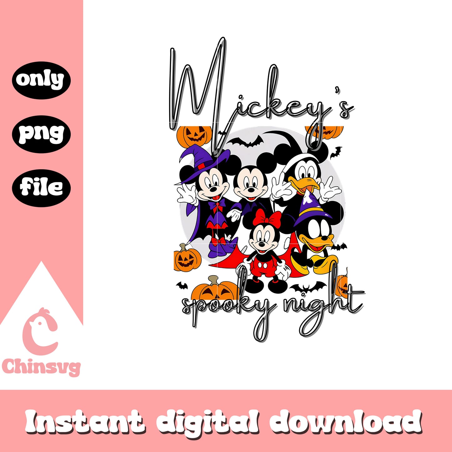 Mickey's spooky night design png, spirit halloween png