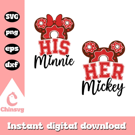 Mickey and Minnie donuts svg, Mickey and Minnie svg, donut svg
