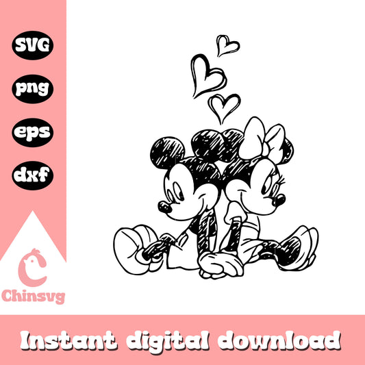 Mickey and Minnie outline svg, mickey minnie svg, disney svg