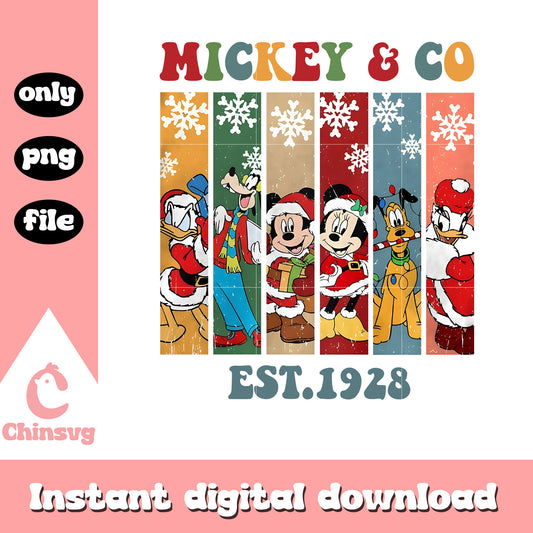 Mickey and co est 1928 christmas collage pic png, disney movie png