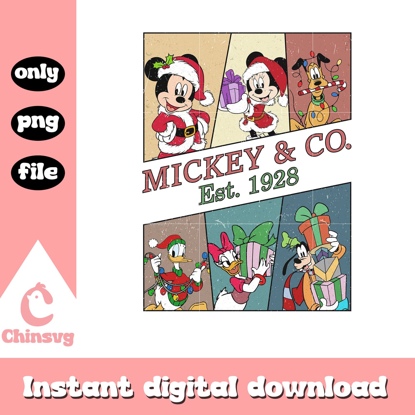 Mickey and co est 1928 collage pics png, christmas images png