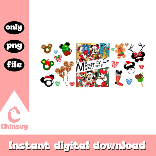 Mickey and co est 1928 ornaments png, mickey mouse design png