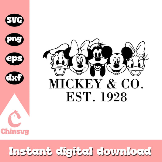 Mickey and co est 1928 svg, mickey and friends svg, disney svg