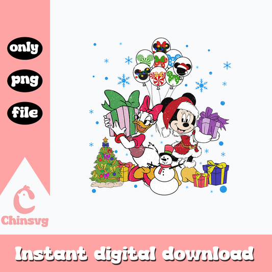 Mickey and daisy christmas present png, mickey png, christmas png