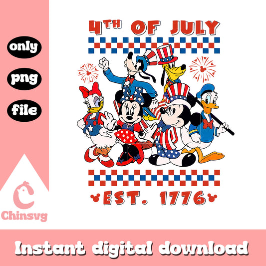 Mickey and friends 4th of july est 1776 png, independence day png