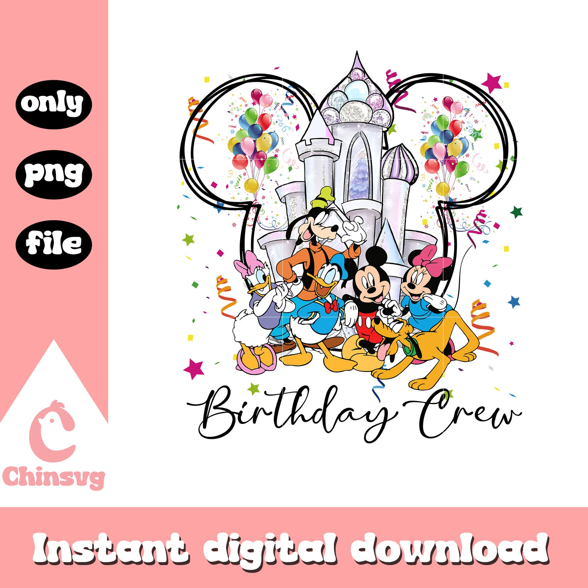Mickey and friends birthday crew png, mickey png, birthday crew png