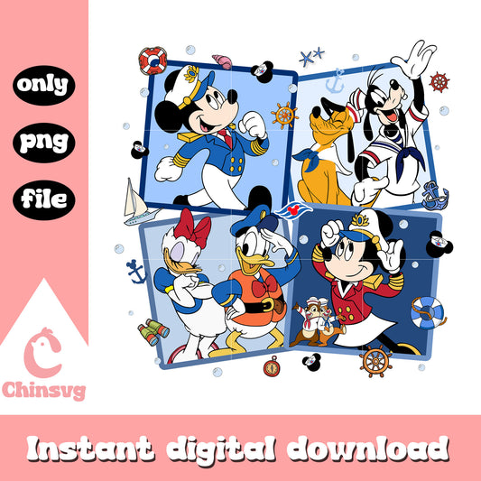 Mickey and friends cruise captain collage png, mickey cruise png