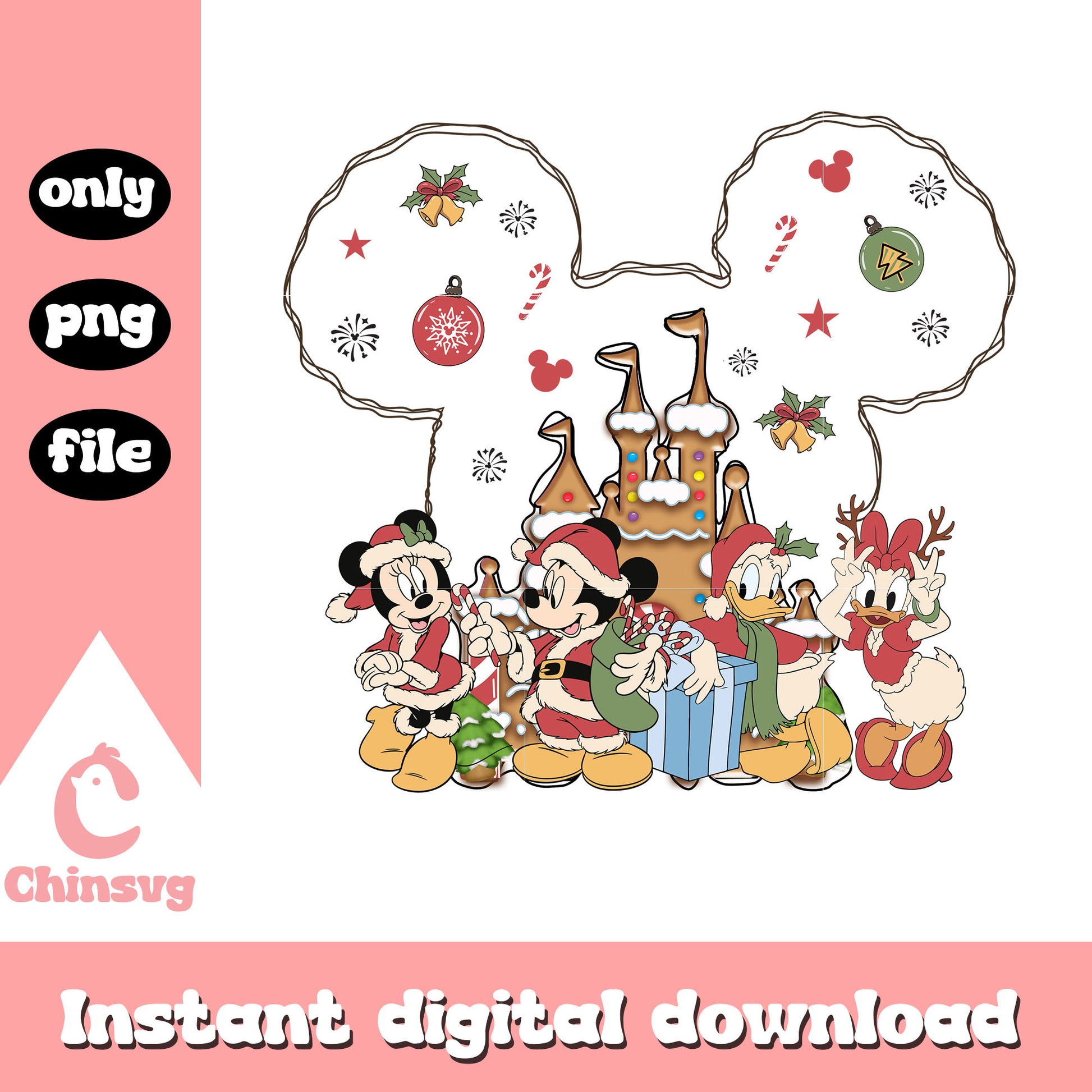Mickey and friends disneyland png, disney christmas background png