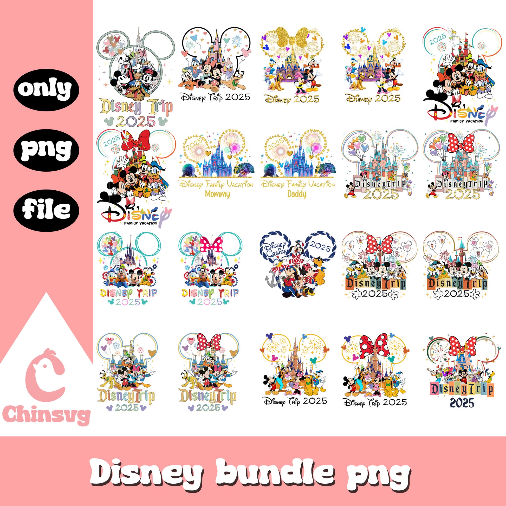 Mickey and friends disney trip 2025 bundle png, disney trip png