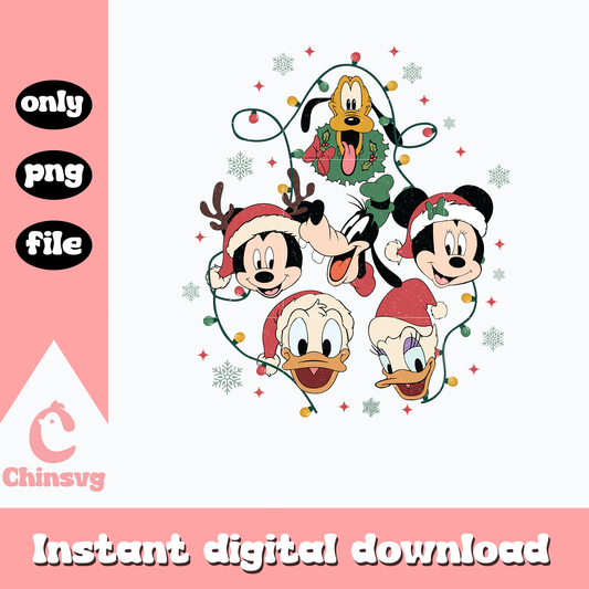 Mickey and friends fairy lights png, mickey png, christmas png