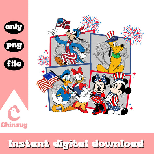 Mickey and friends freedom day png, Mickey mouse independence day png