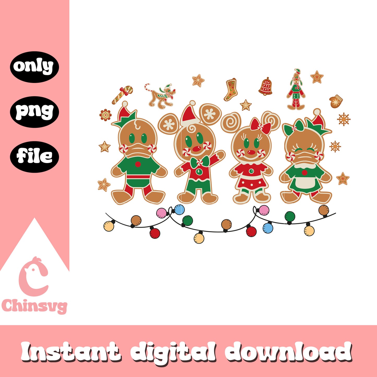 Mickey and friends gingerbread xmas png, mickey friends png