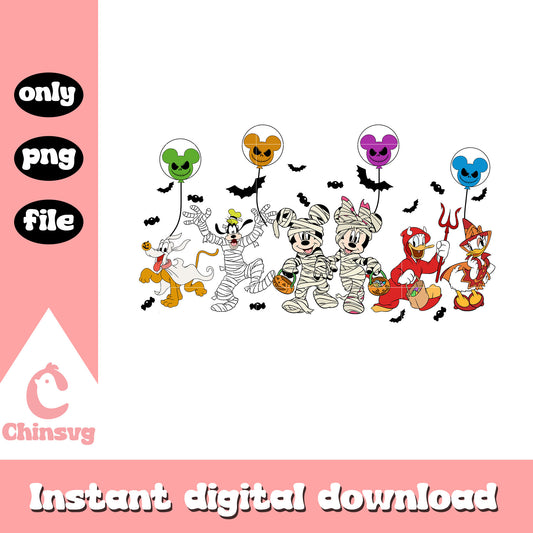 Mickey and friends halloween cosplay png, halloween png