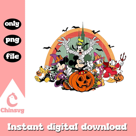 Mickey and friends halloween costume png, pumpkin png