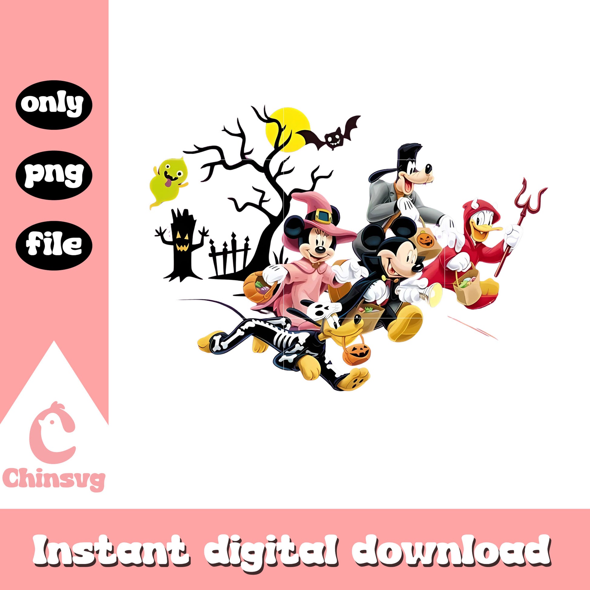 Mickey and friends halloween costumes png, mickey's friends png