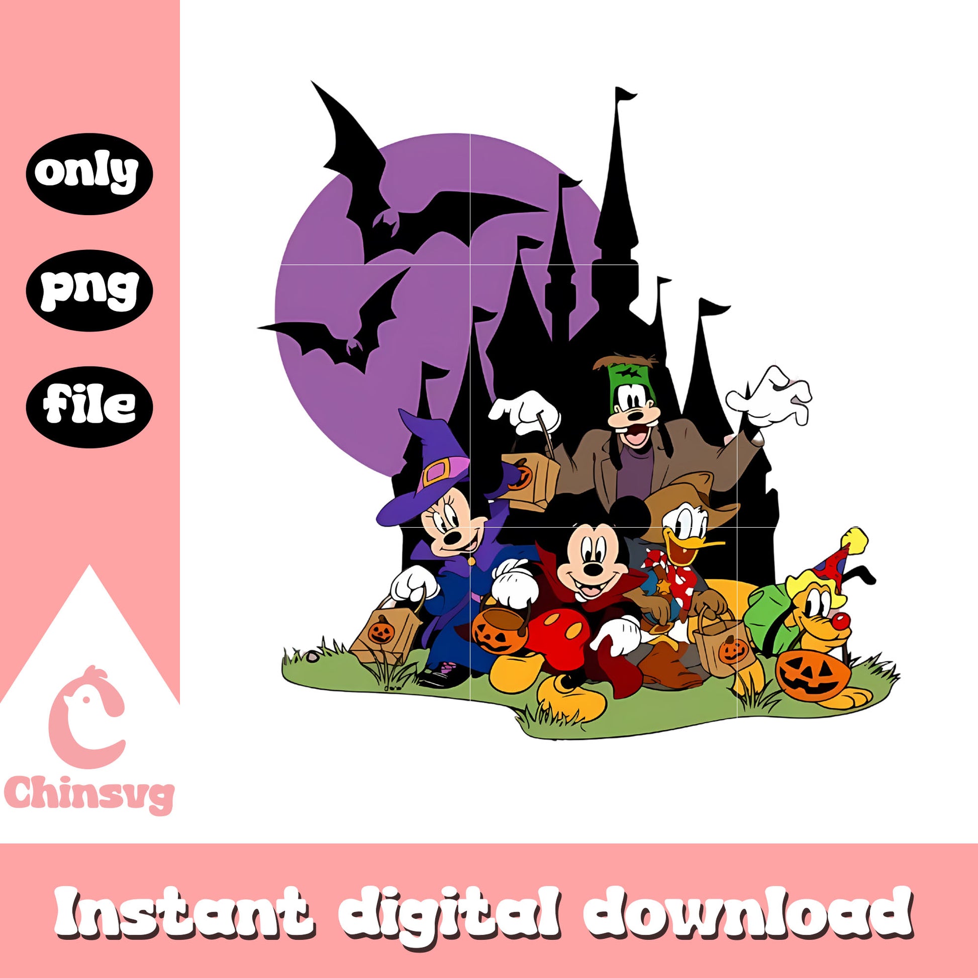Mickey and friends halloween png, disneyland halloween png