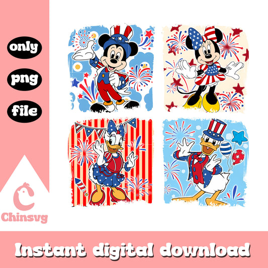 Mickey and friends independence day png, Mickey donald 4th of july png