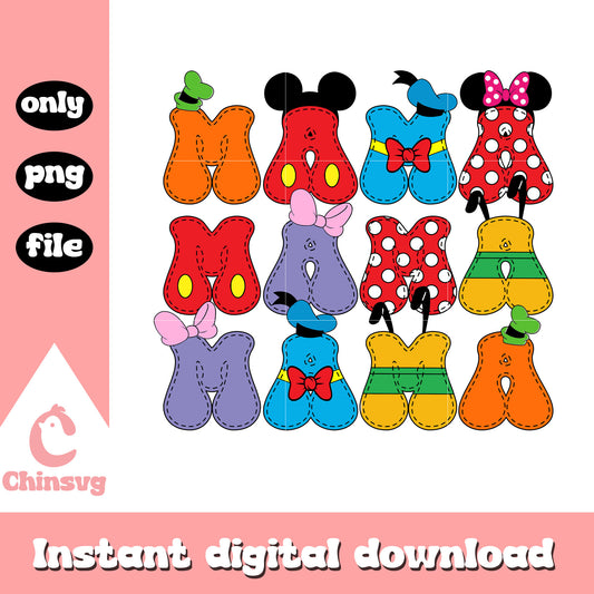 Mickey and friends mama design png, disney mom png, mama png