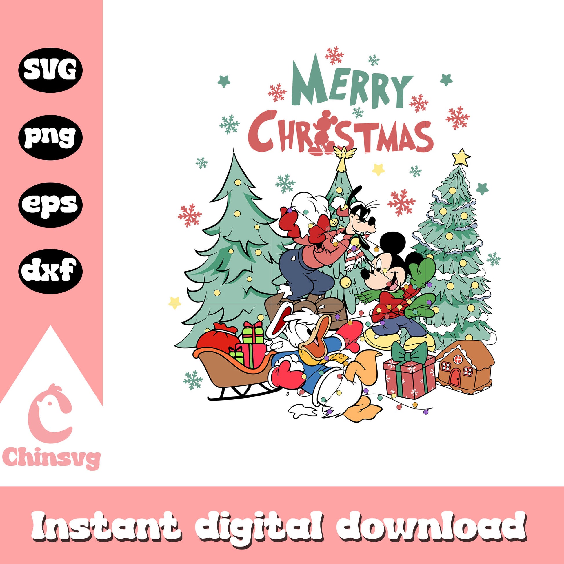 Mickey and friends merry christmas svg, christmas tree farm svg