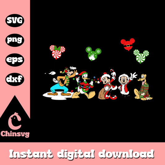 Mickey and friends merry christmas svg, disney friends svg, christmas day svg