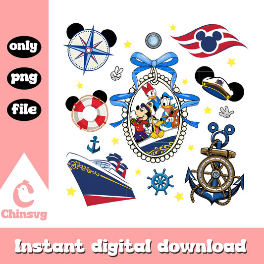 Mickey and friends mirror cruise doodle png, disney mouse cruise png