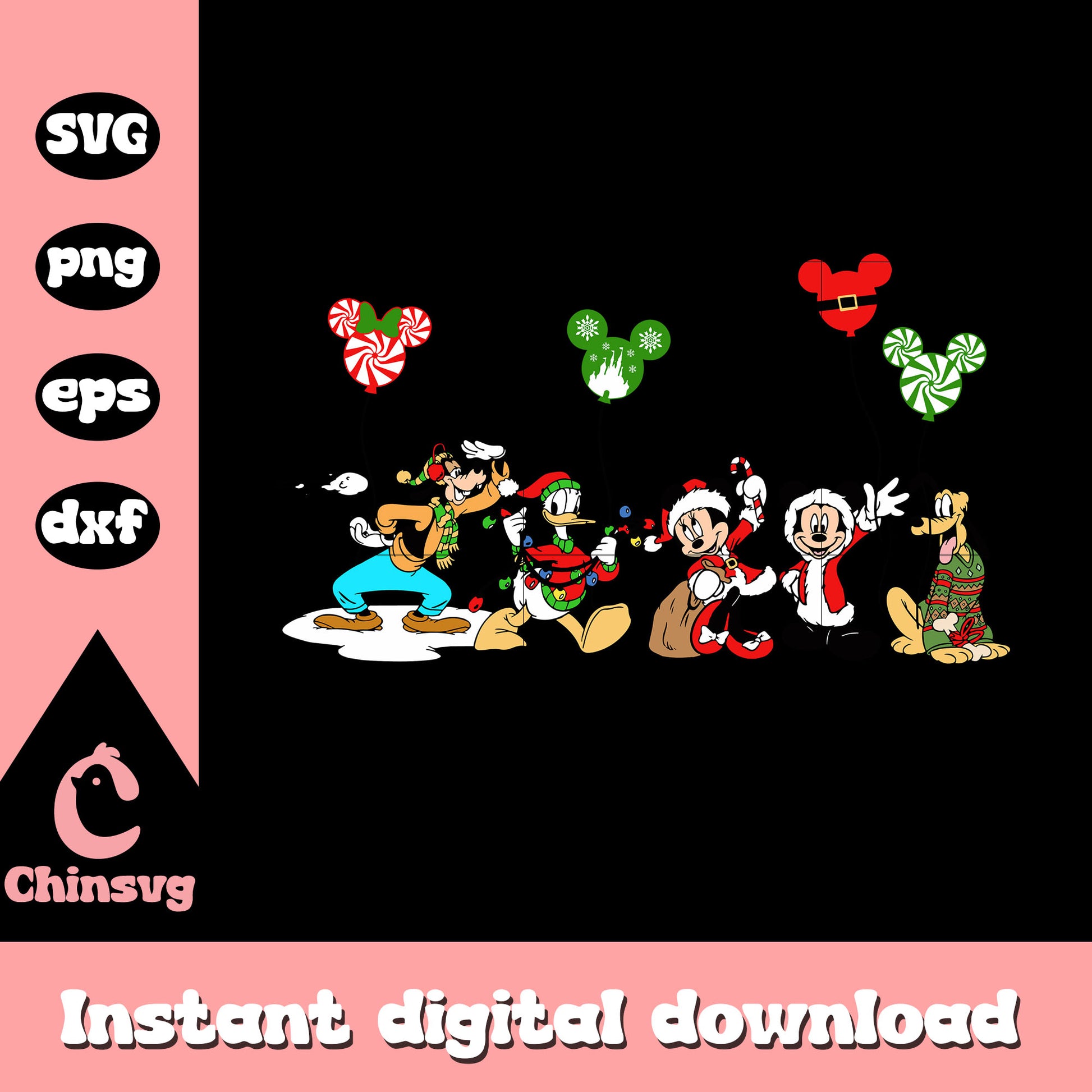 Mickey and friends on christmas day svg, mickey's friends svg