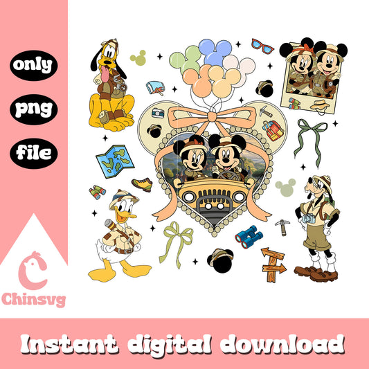 Mickey and friends safari mirror coquette png, mickey safari png